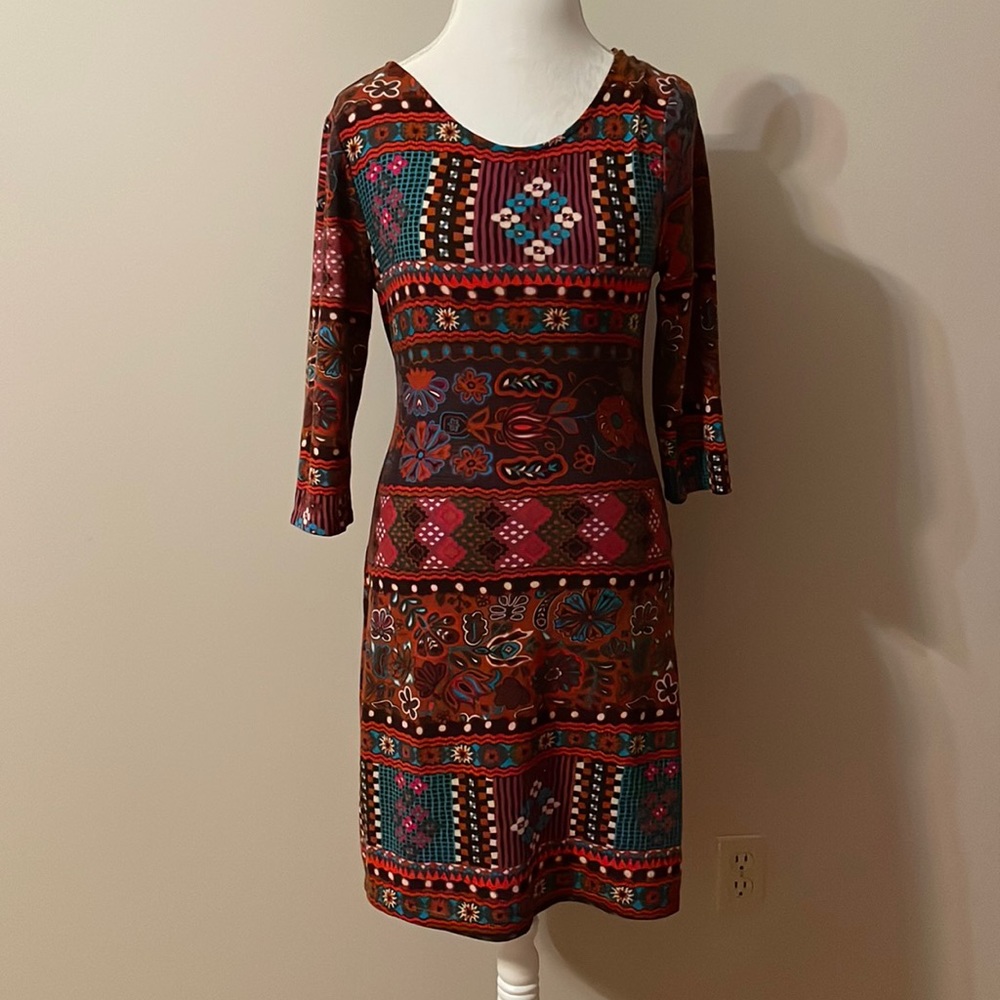 Women's Long Sleeve Printed Dress- Size Medium